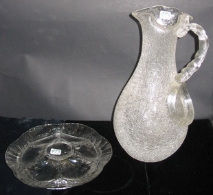 Appraisal: TWO GLASS DECORATIVE TABLE ITEMS One is a tall crackle