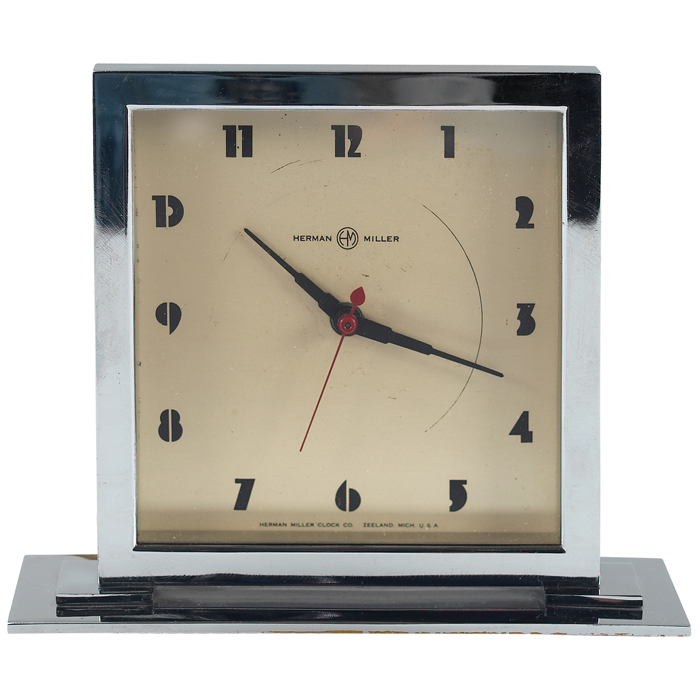 Appraisal: Gilbert Rohde Art Deco table clock by Howard Miller chromed