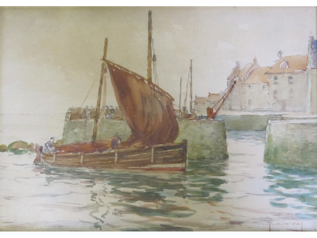 Appraisal: THOMAS HOPE MCKAY fl - Watercolour harbour scene signed x