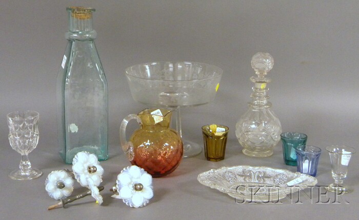 Appraisal: Fifteen Pieces of Assorted Glass including Sandwich lacy dish four