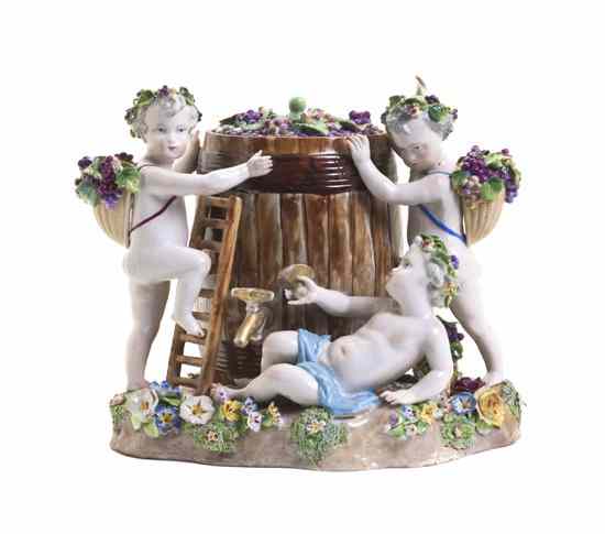 Appraisal: A Meissen Porcelain Biscuit Jar depicting three putti before a