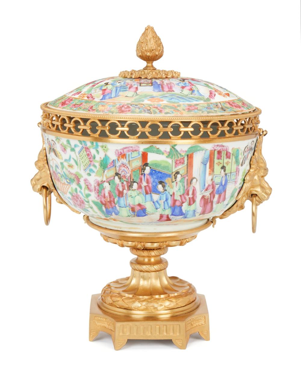 Appraisal: A gilt-bronze mounted Chinese export Famille Rose covered urn th