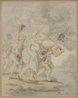 Appraisal: Thomas Rowlandson English Caricature of British soldiers and women in