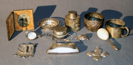 Appraisal: Group of Twenty-One Silver Silver Plate and Brass Boudoir and