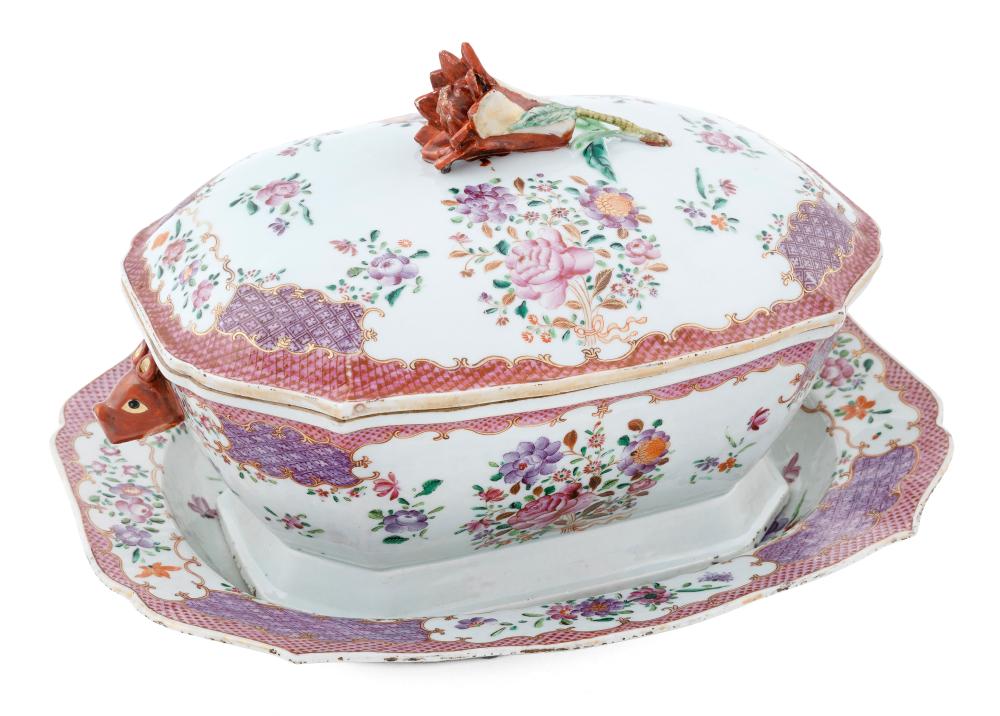 Appraisal: CHINESE EXPORT PORCELAIN COVERED SOUP TUREEN AND UNDERPLATE FOURTH QUARTER