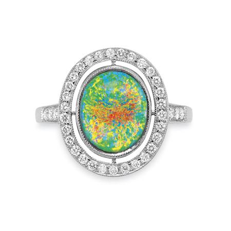 Appraisal: Black Opal and Diamond Ring Estimate -