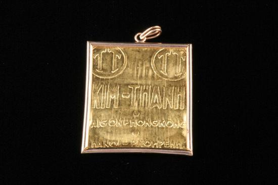 Appraisal: GOLD RECTANGULAR PANEL SET IN K YELLOW GOLD PENDANT FRAME