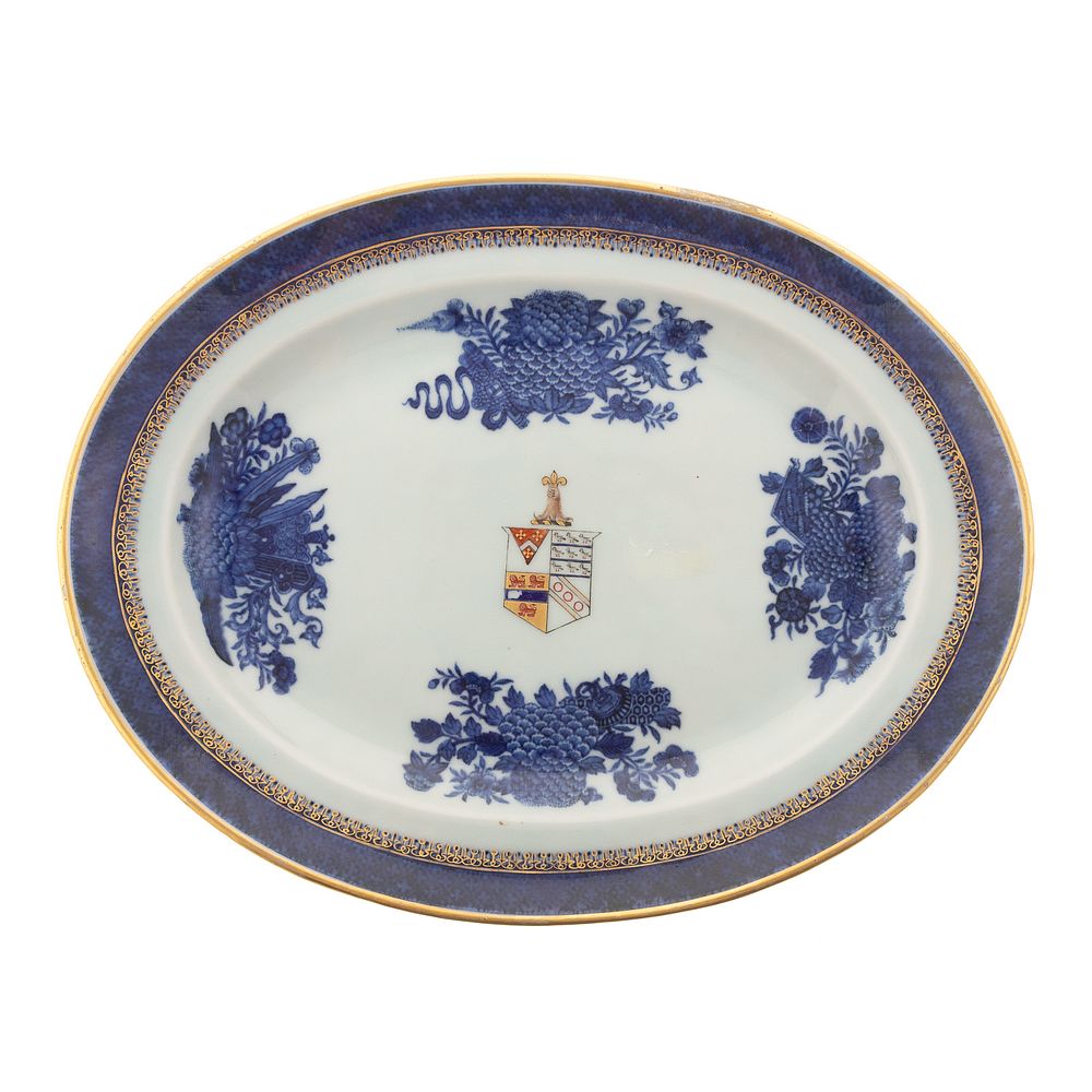 Appraisal: Chinese Export Armorial Platter Circa small oval platter with Blue