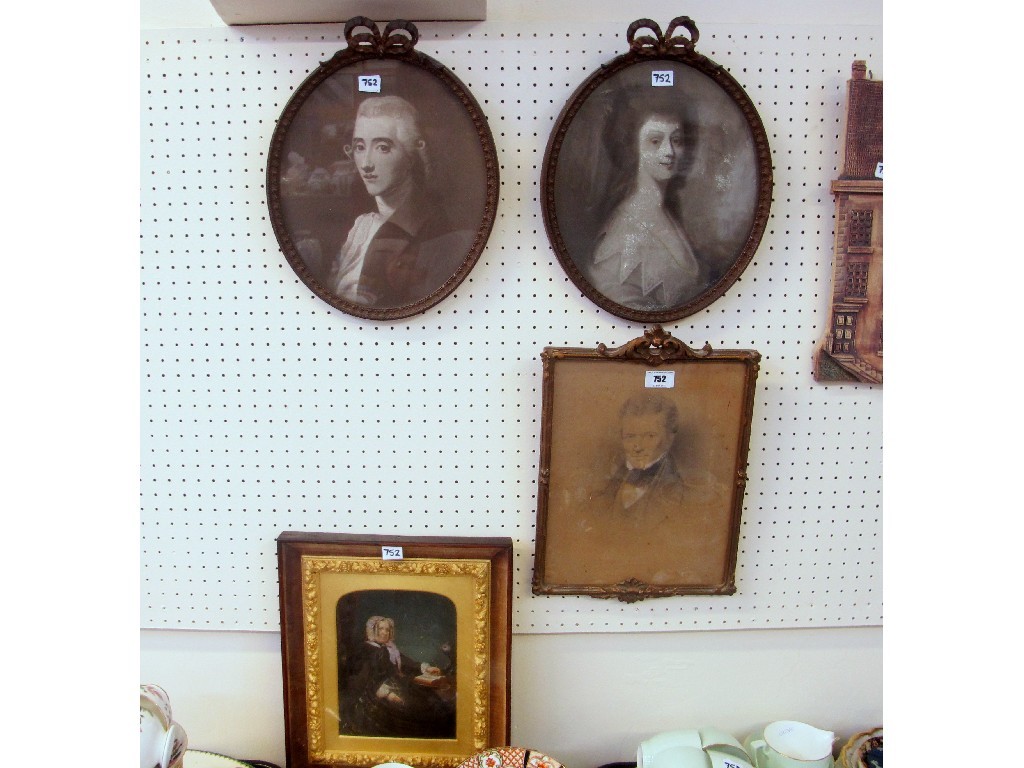 Appraisal: Four framed portrait prints in gilt wood frames