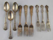 Appraisal: King's honeysuckle pattern silver Three table forks by Gorham and