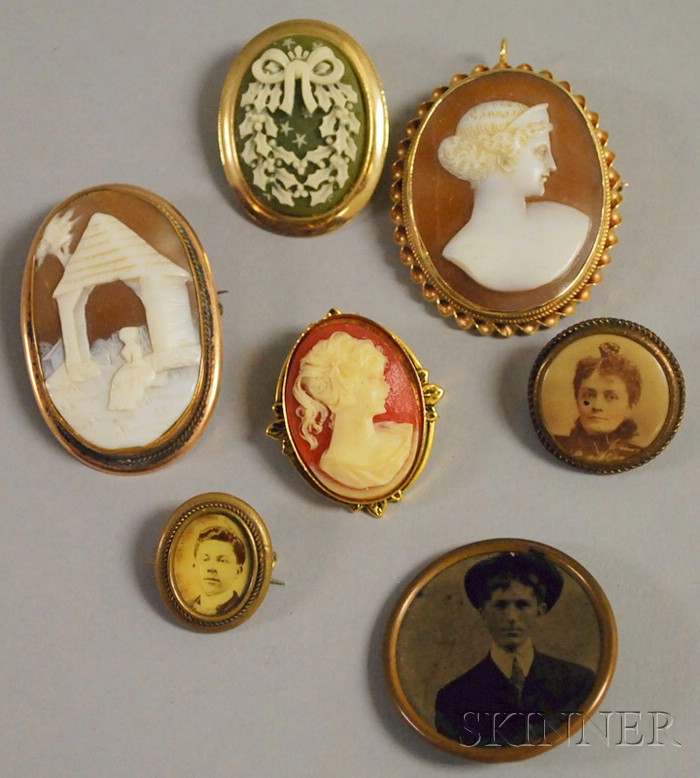 Appraisal: Small Group of Cameo and Photographic Jewelry three photograph portrait