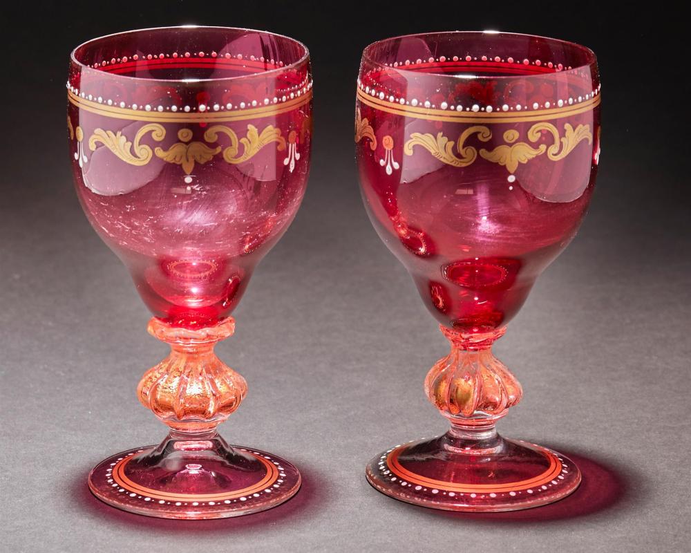 Appraisal: Fourteen Italian Venetian Murano glass goblets Late th first-quarter th