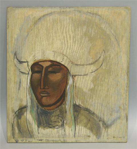 Appraisal: VICTOR DE PAUW AMERICAN - INDIAN CHIEF Mixed media on