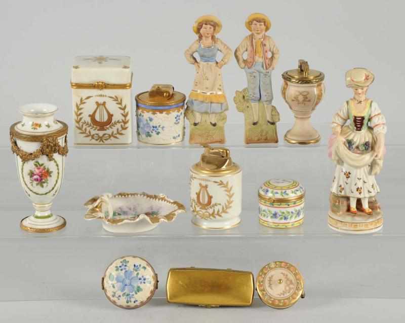 Appraisal: Lot of Porcelain China Pieces Includes one Limoge lighter and