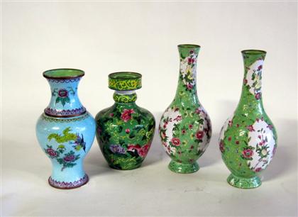 Appraisal: Four Chinese painted enamel vasesComprising a pair of baluster-form vases