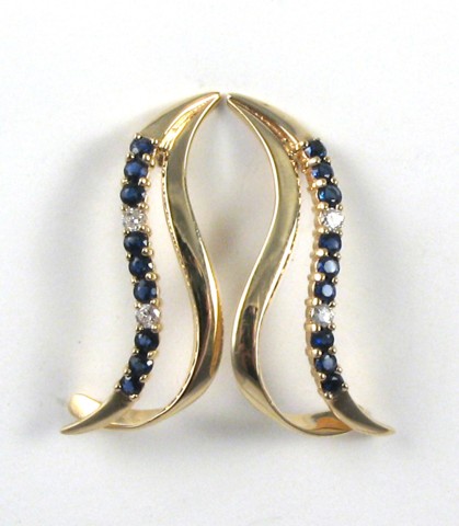 Appraisal: PAIR OF SAPPHIRE AND DIAMOND EARRINGS each k yellow gold