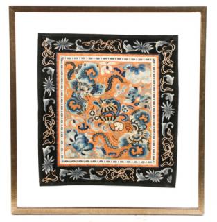 Appraisal: Chinese Silk Embroidery Textile Panel Framed Chinese early th century