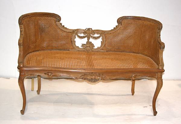 Appraisal: A Louis XV style beechwood settee mid th century height