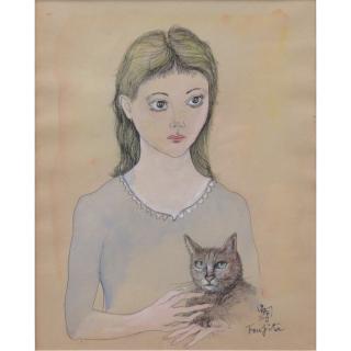 Appraisal: Attributed to Leonard Tsuguharu Foujita Japanese French - Ink and