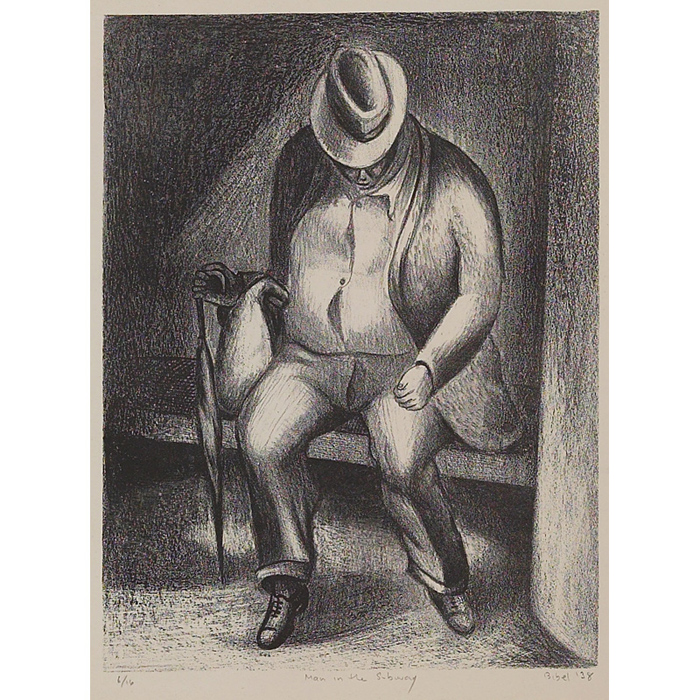 Appraisal: Leon Bibel American - Man in Subway lithograph x pencil