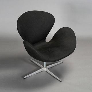 Appraisal: Arne Jacobsen Black Swan Chair Original Fabric Depth inches Width