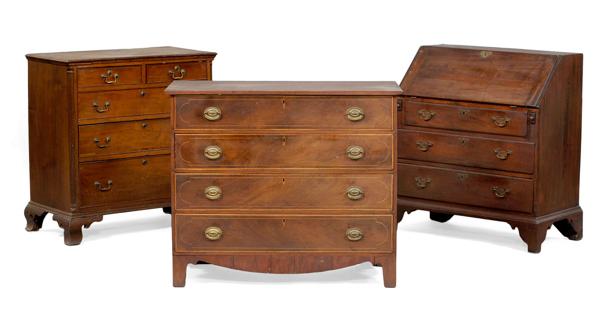 Appraisal: CONNECTICUT CHIPPENDALE CHERRY FOUR DRAWER CHEST The molded rectangular top