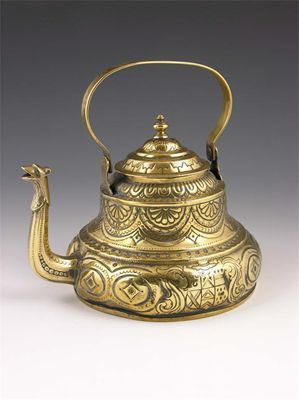 Appraisal: An th century Dutch embossed brass tea kettle the body