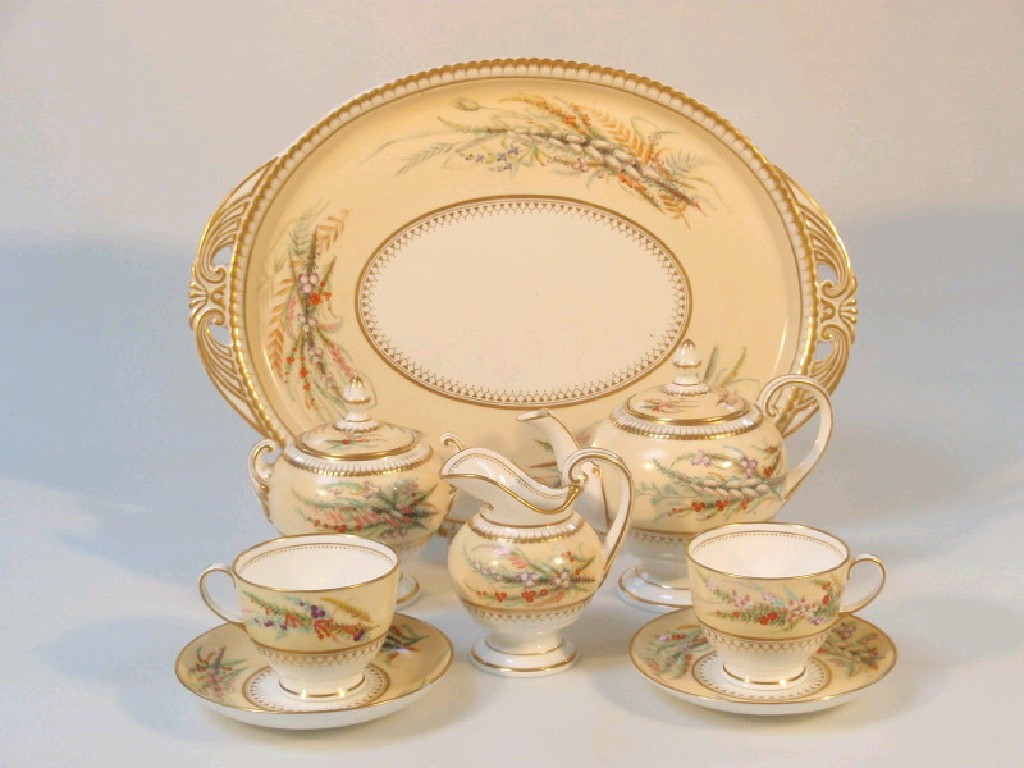 Appraisal: A Grainger Co Worcester early morning tea service comprising tea