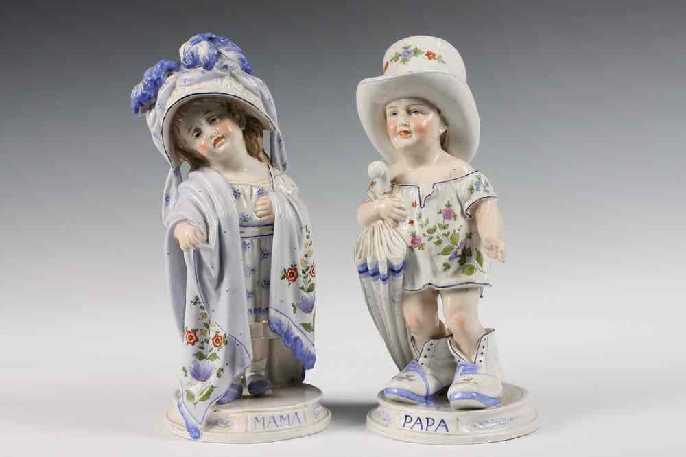 Appraisal: PAIR PORCELAIN FIGURES - Pair German Porcelain Figures 'Papa' and