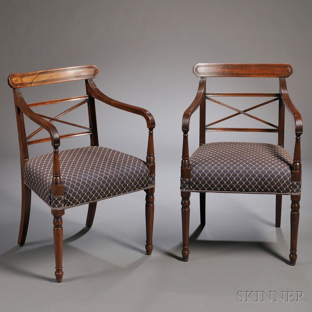 Appraisal: Ten Regency-style Mahogany Dining Chairs th century two armchairs and