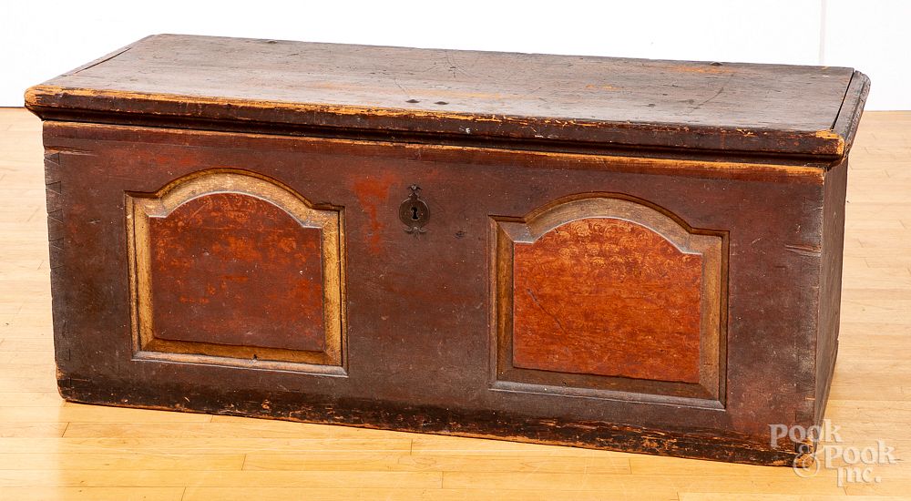 Appraisal: Pennsylvania painted pine dower chest ca Pennsylvania painted pine dower