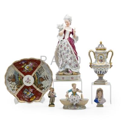 Appraisal: MEISSEN AND DRESDEN PORCELAIN Six items th th c four