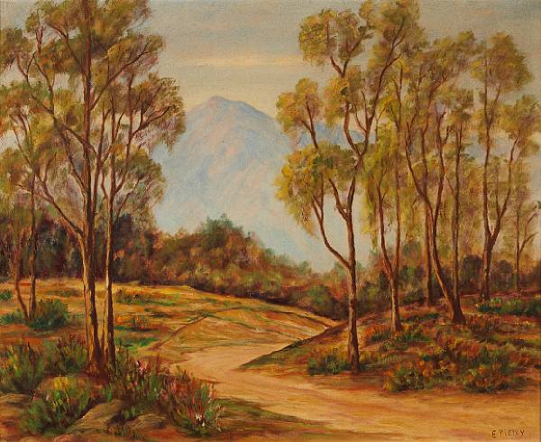 Appraisal: E Piercy th century A stand of trees with mountains