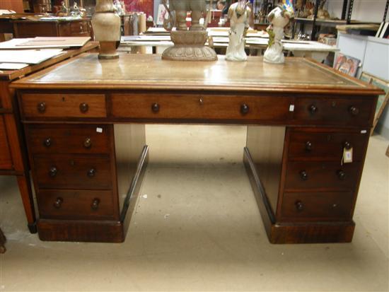 Appraisal: Victorian partners mahogany desk with nine drawer configuration and two