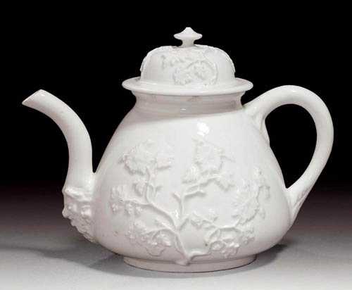 Appraisal: WHITE B TTGER TEAPOT WITH LID Meissen circa - With