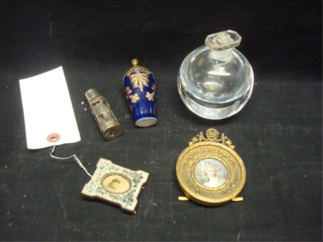 Appraisal: KOSTA BODA Perfume Bottle Miniature Silver Overlay Bottle Miniature Frames