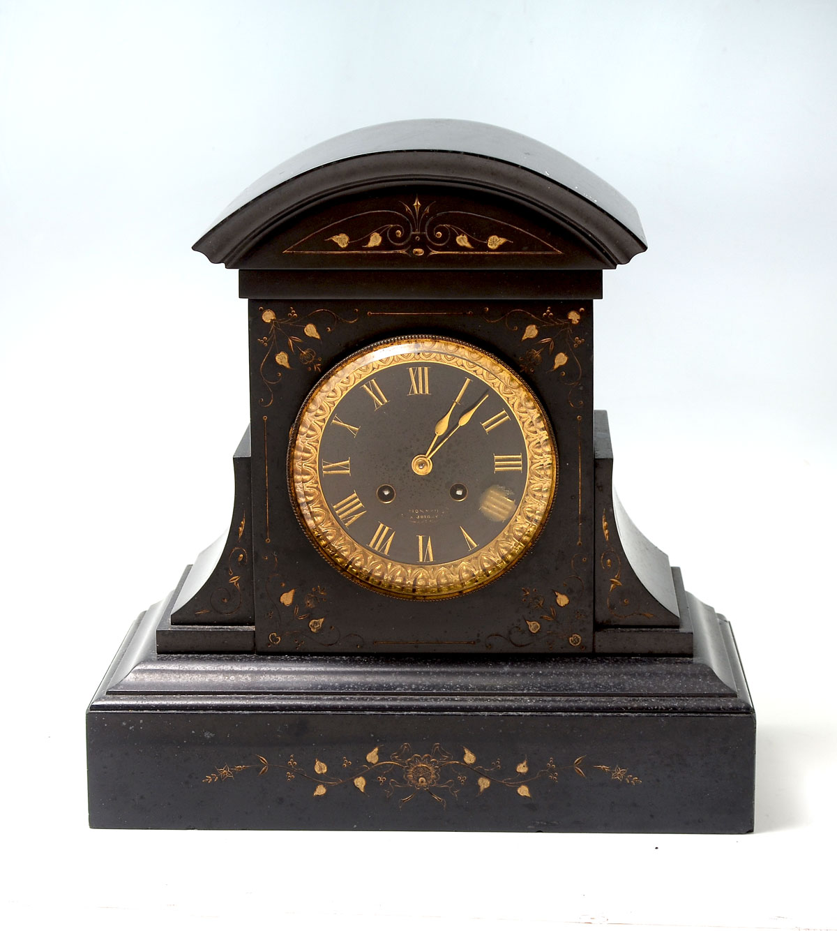 Appraisal: BLACK MARBLE MANTLE CLOCK Black marble mantle clock having a