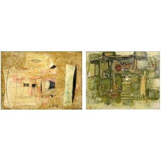 Appraisal: Grouping of Two Khaled Al-Rahhal Iraqi - Untitled Oil on