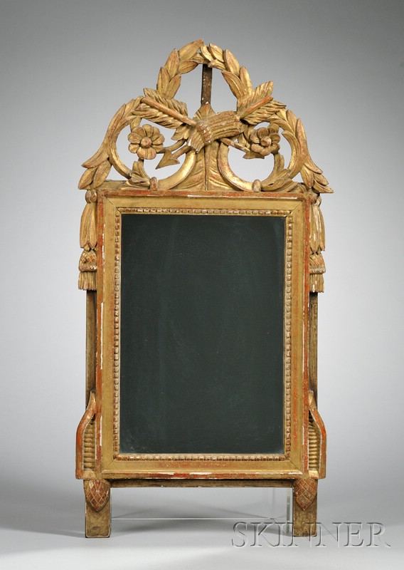 Appraisal: Louis XVI Provincial-style Carved Giltwood Mirror lg in