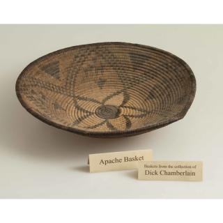 Appraisal: Apache Tray Apache basketry tray with various star and geometric