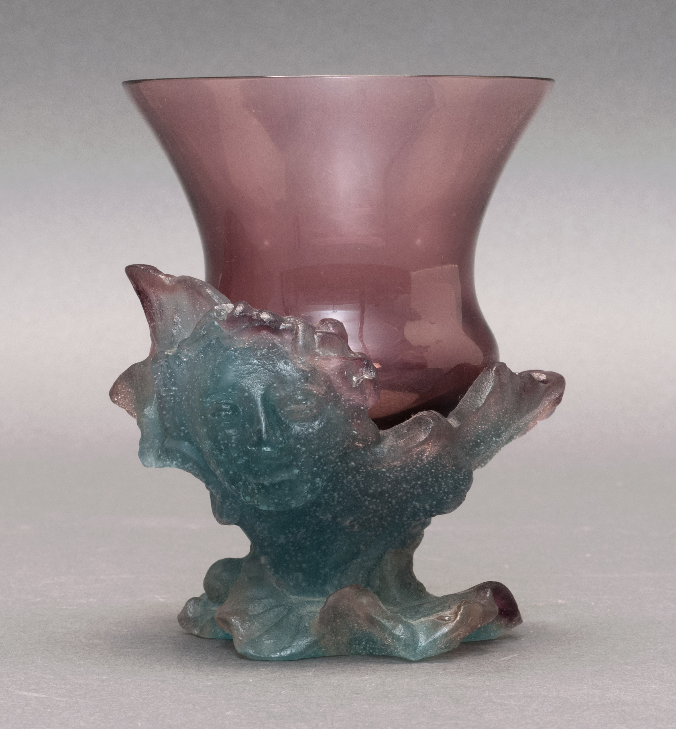 Appraisal: DAUM P TE DE VERRE WINEGLASS Early th CenturyAmethyst bowl