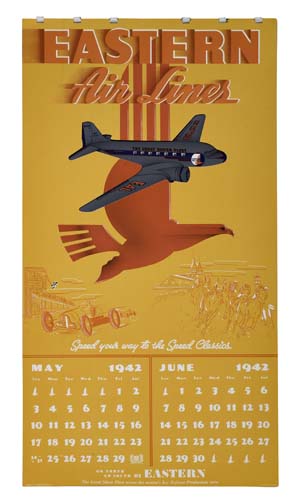 Appraisal: DESIGNER UNKNOWN EASTERN AIR LINES Calendar x inches Condition A