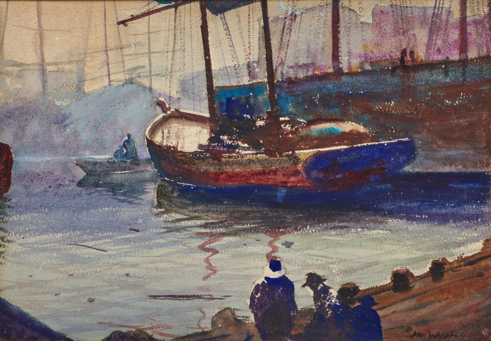 Appraisal: JOHN WHORF American - Dock View watercolor on paper signed