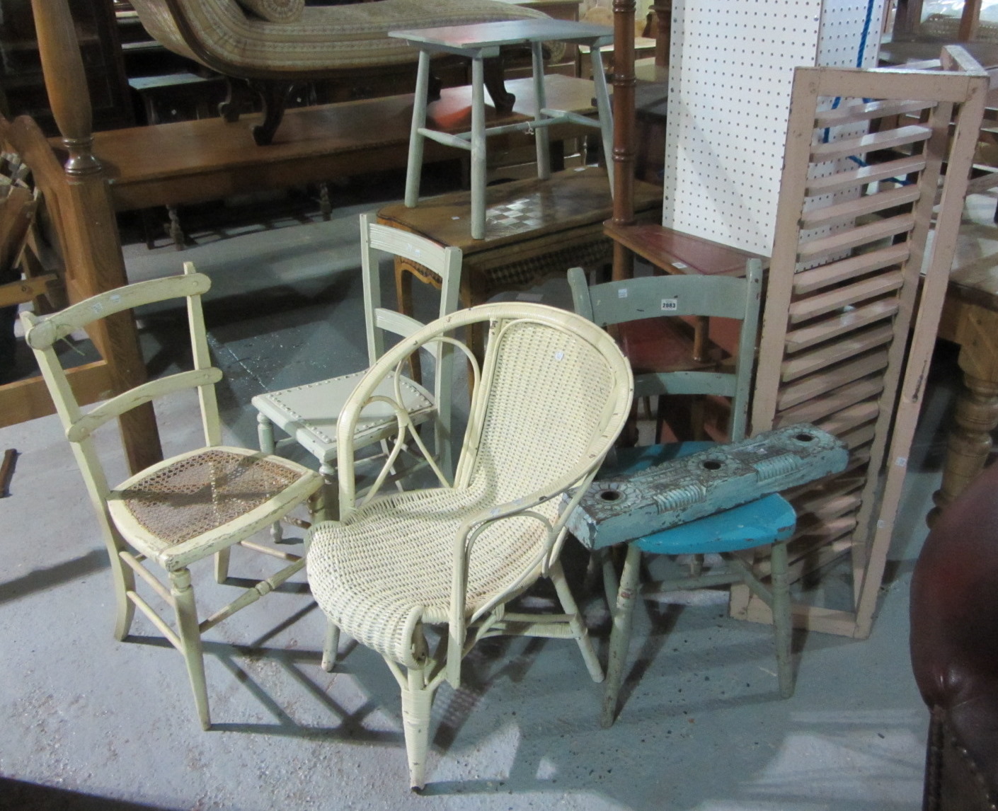 Appraisal: A group of four various chairs a pink painted pine