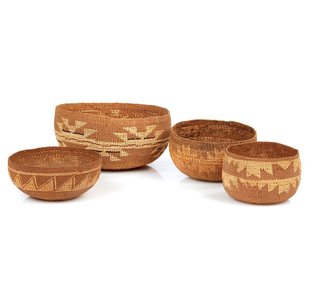 Appraisal: Four Koruk Baskets Four assorted Koruk baskets of varying sizes