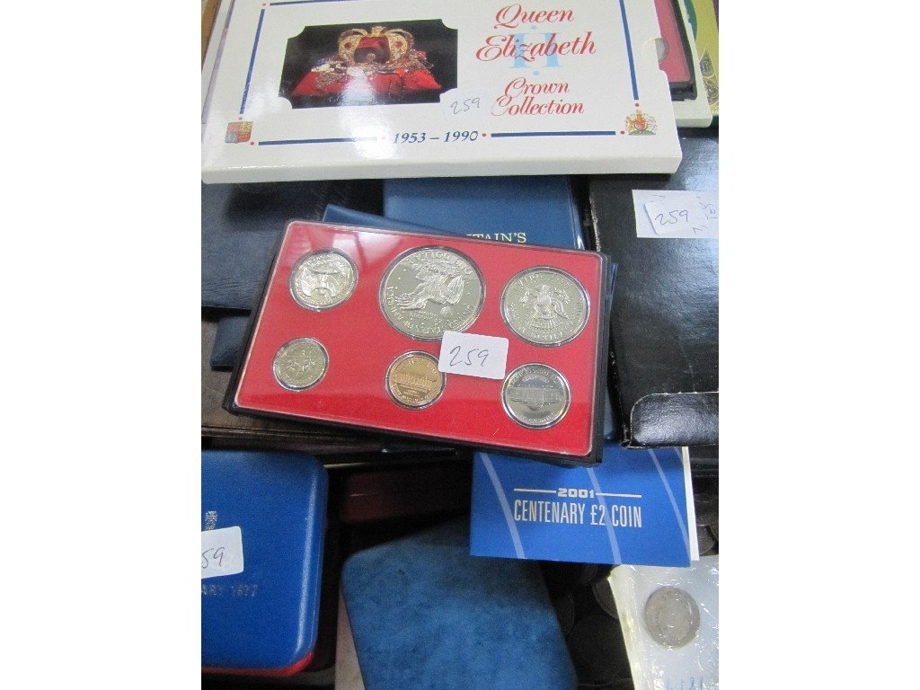 Appraisal: Extensive collection of cased coin sets single coins banknotes and