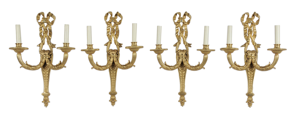 Appraisal: Set of Four Louis XVI Style Gilt Bronze Sconces French