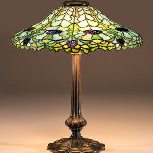 Appraisal: Duffner Kimberly American th Century Thistle Table Lamp leaded glass