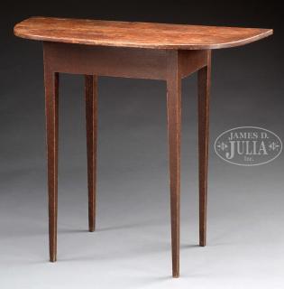 Appraisal: FINE AND UNUSUAL SPONGE DECORATED DEMILUNE PINE SIDE TABLE Early