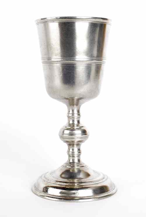 Appraisal: Lancaster Pennsylvania pewter chalice attributed to Johann Christoph Heyne ca